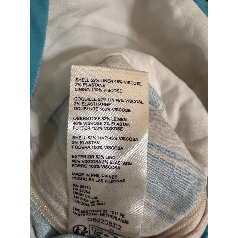 Anthropologie Blue Striped Linen Blend Romper - Picture 11 of 12